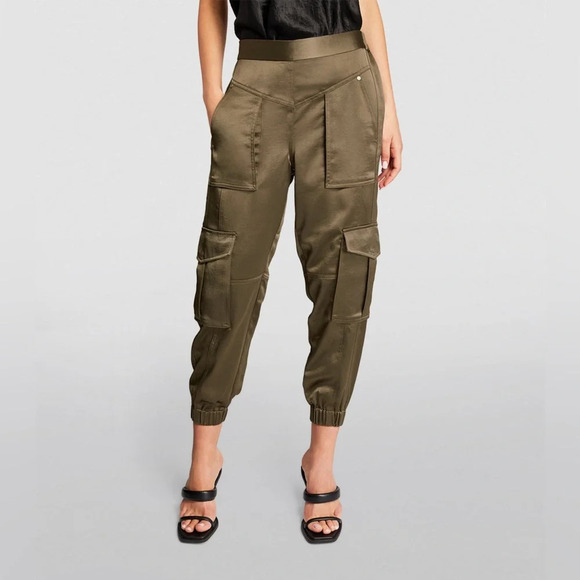 All Saints Pants - AllSaints - Astarte High-Rise Tapered Cargo Trousers Joggers - Green Size 0